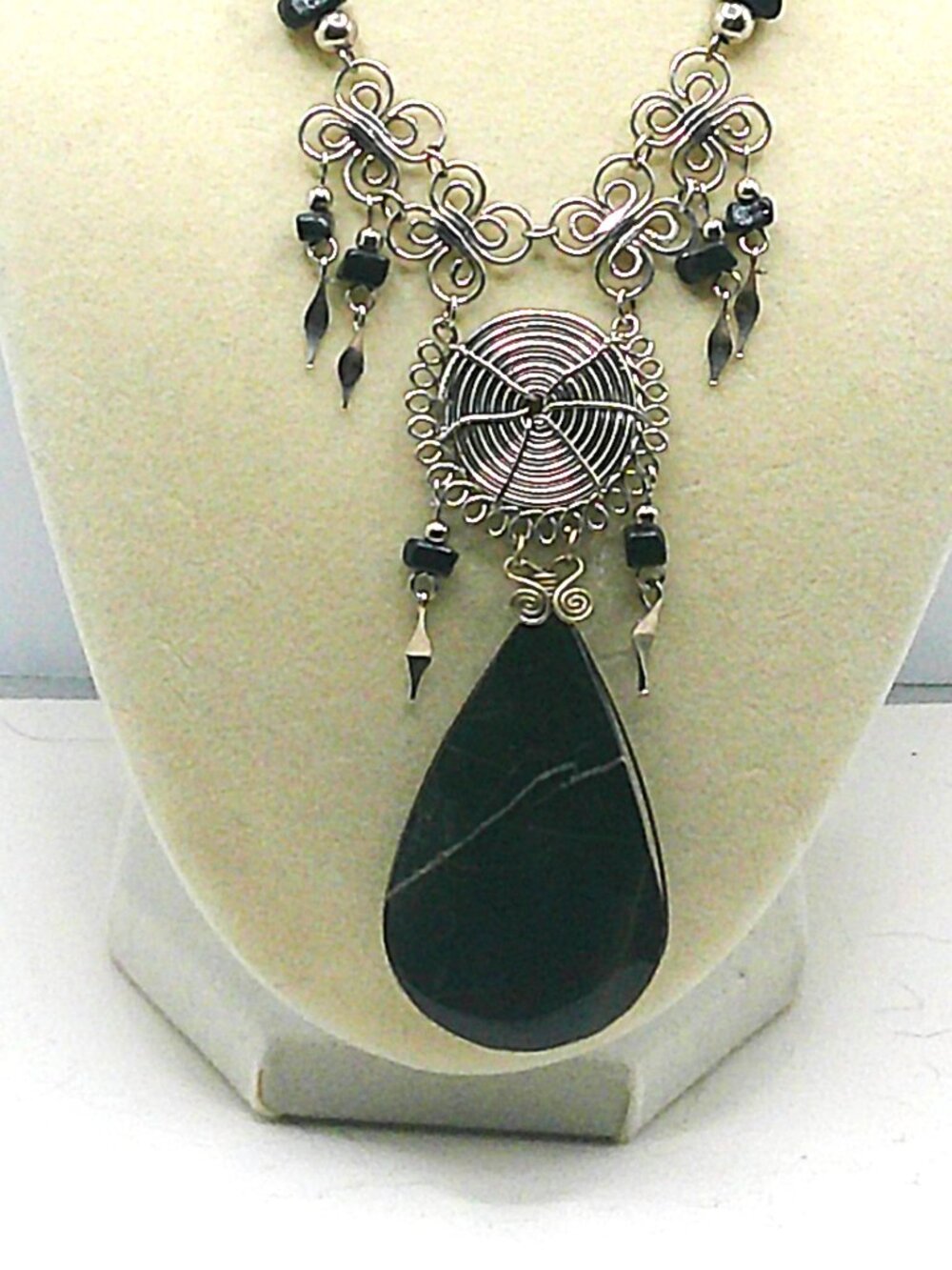 Onyx Teardrop Statement Necklace